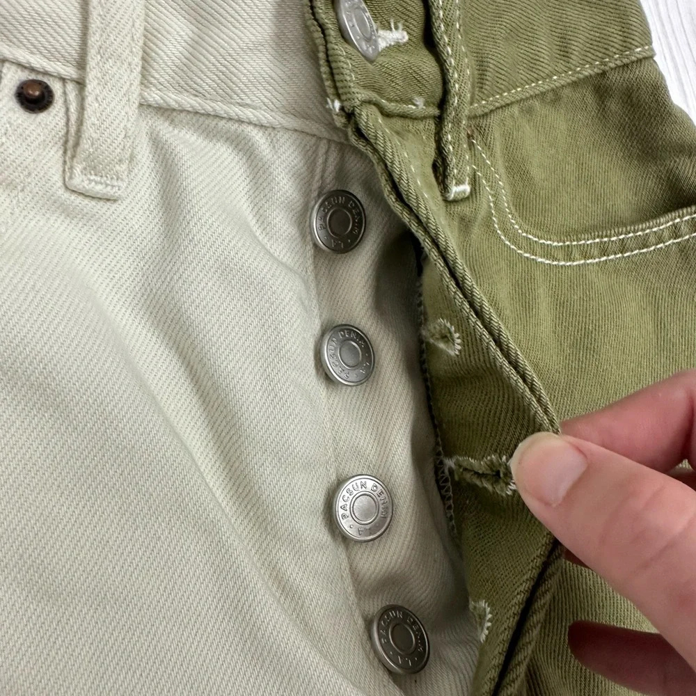 PacSun Olive Spliced Ultra High Waisted Vintage Denim Shorts | Size 23